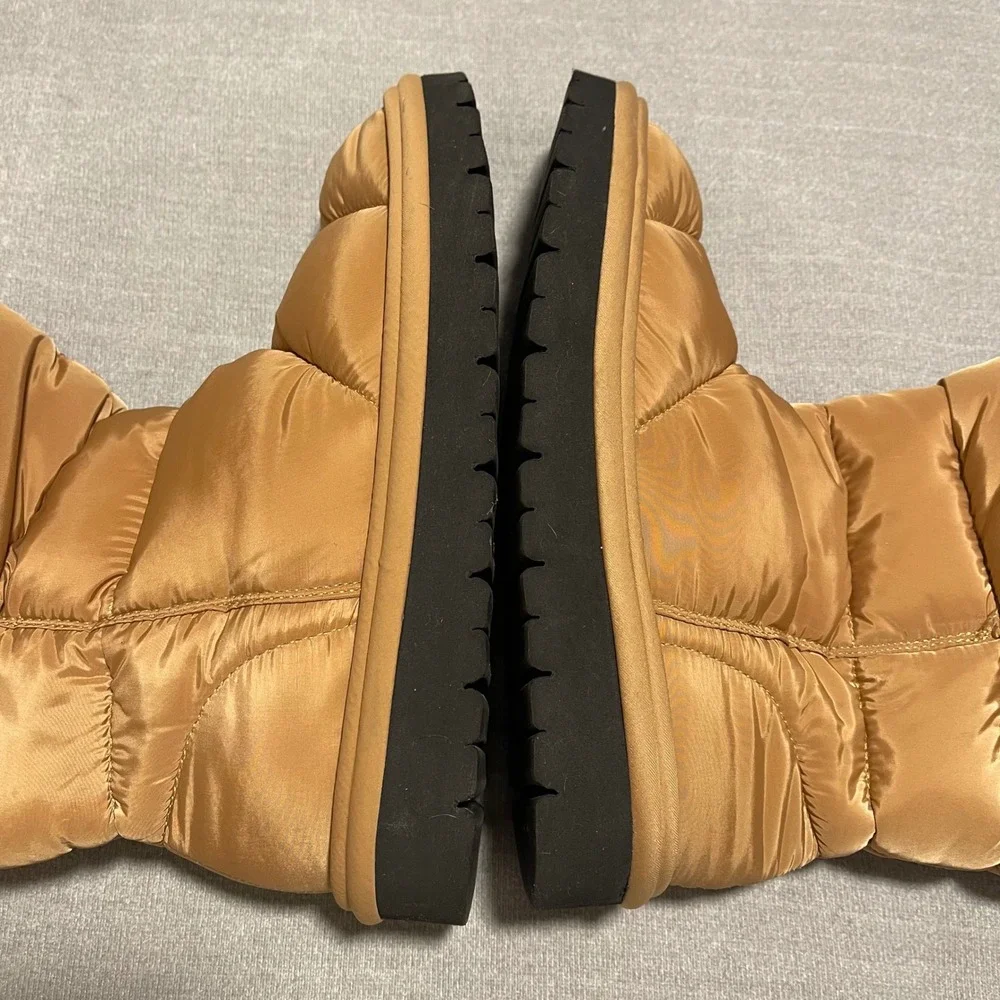 ZARA Puffer Quilted Boots Tan Beige Warm Winter Snow Booties EU 39 US 8.5/9 READ